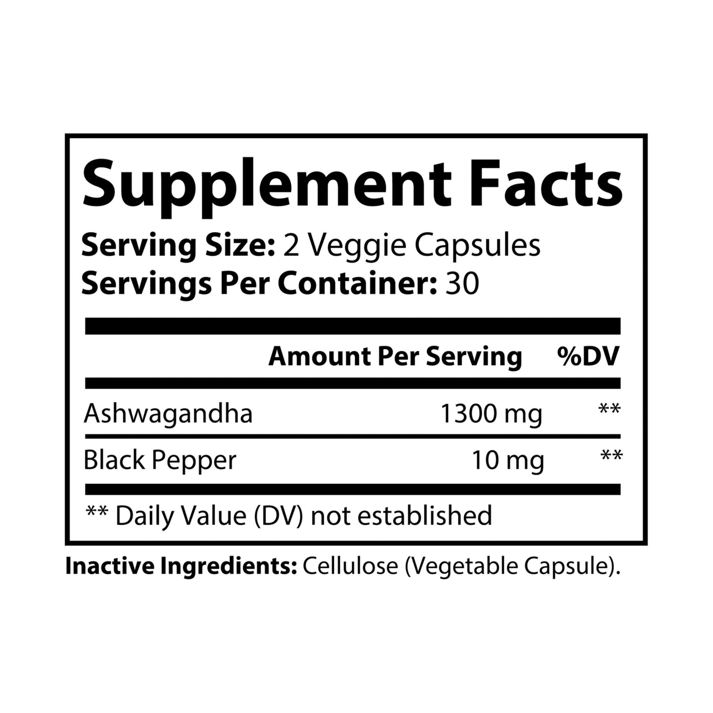 Ashwagandha and Black Pepper Supplement (60 capsules), Vegan-Friendly, Non-GMO