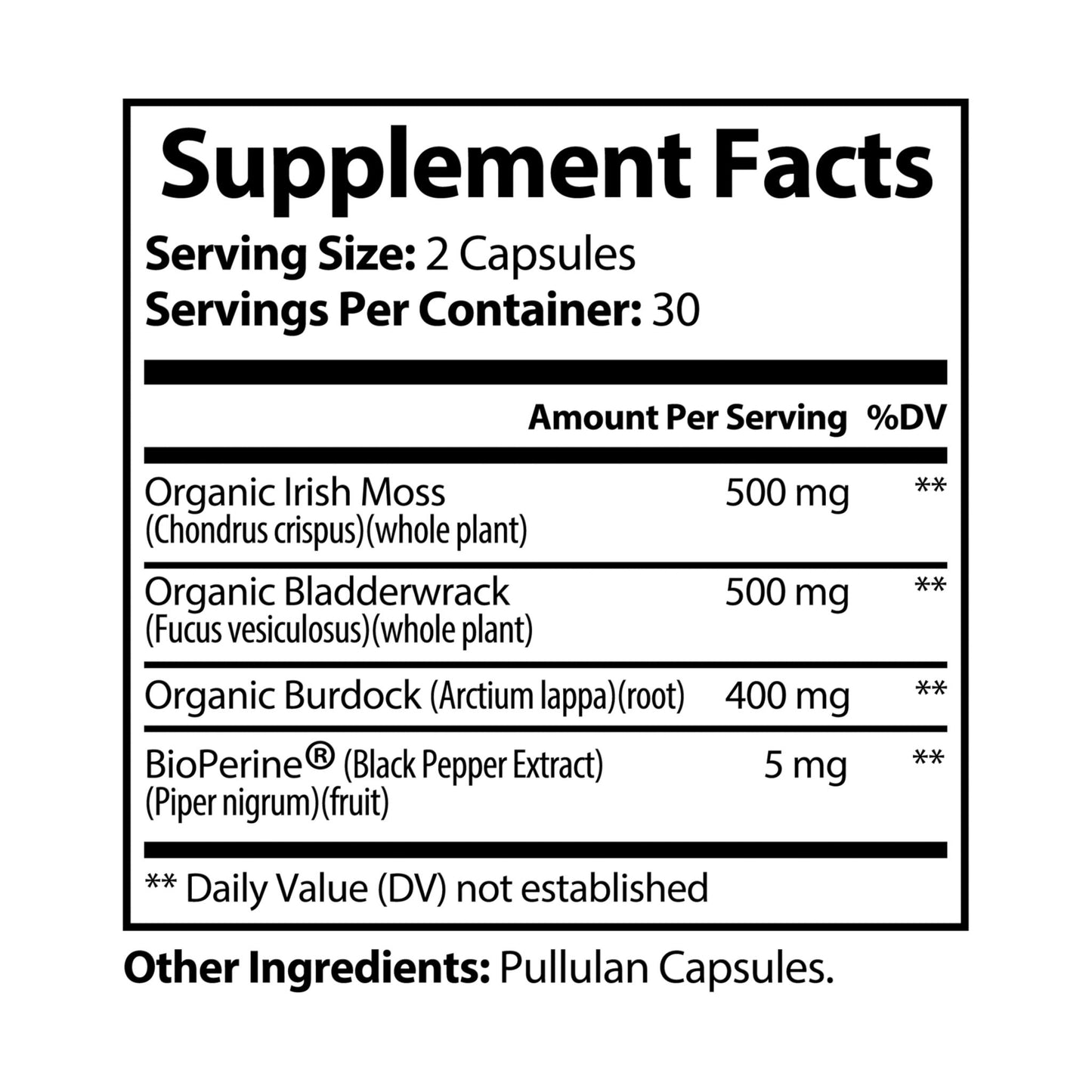 Sea Moss Supplement (60 Capsules), Vegan Friendly, Non-GMO
