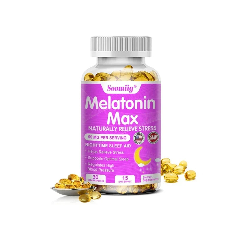 Melatonin 55mg Sleep Support Supplement – Fall Asleep Faster & Stay Asleep Longer – with MSM, Zinc, Vitamin D3 & B6 (Vegan Non-GMO)