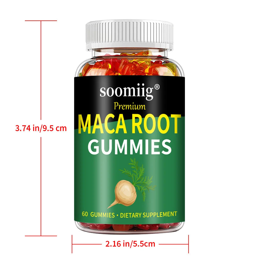 Maca Root Gummies – Natural Energy, Endurance & Reproductive Health Support | Workout & Performance Booster – 60 Gummies