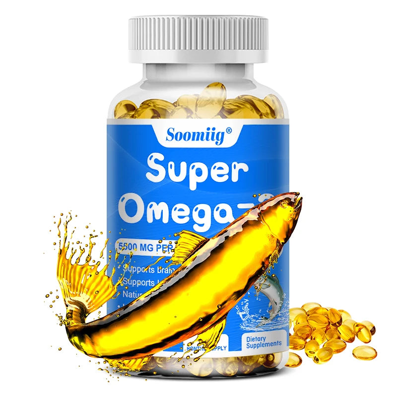 Wild-Caught Super Strength Omega-3 Fish Oil 5500mg | High EPA 1200mg & DHA 900mg | Non-GMO | 120 Softgels