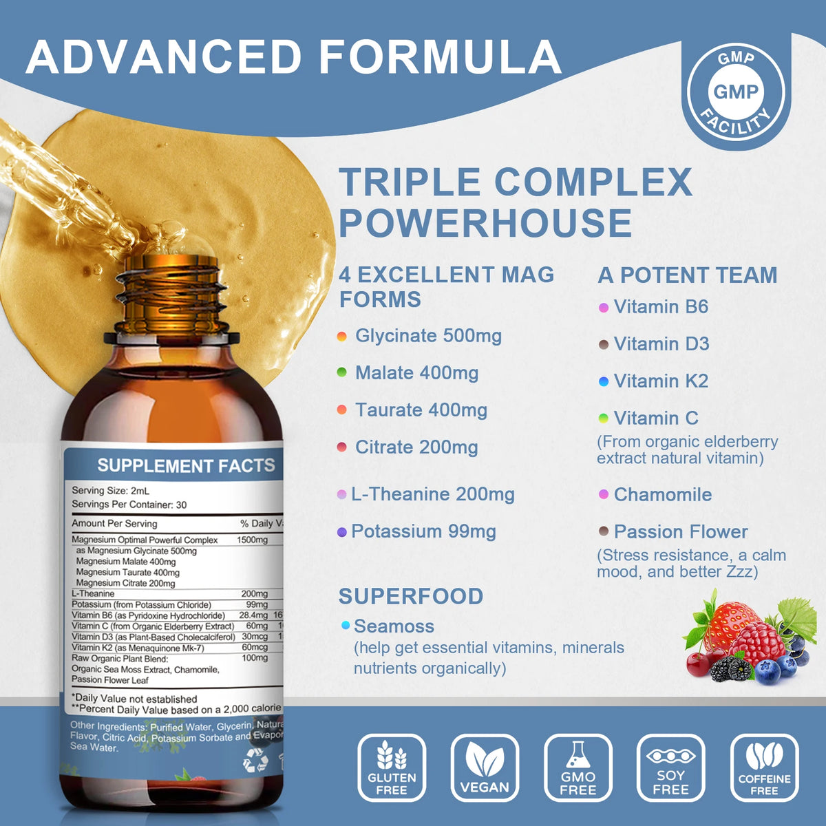 Magnesium Glycinate Liquid Drops 60ml – Sleep, Muscle, Nerve, Bone & Relaxation Support | Sugar Free