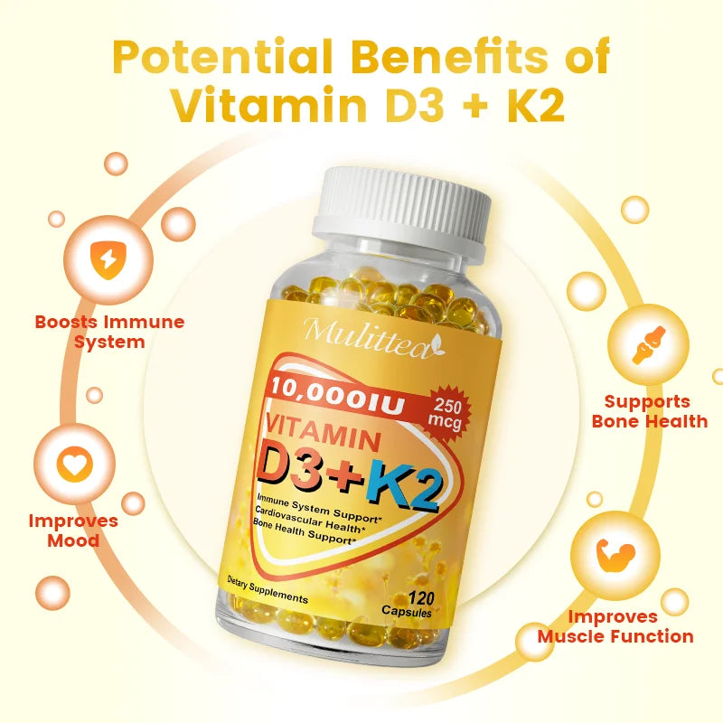 Vitamin D3 + K2 Capsules – Bone, Heart, Teeth & Immune System Support