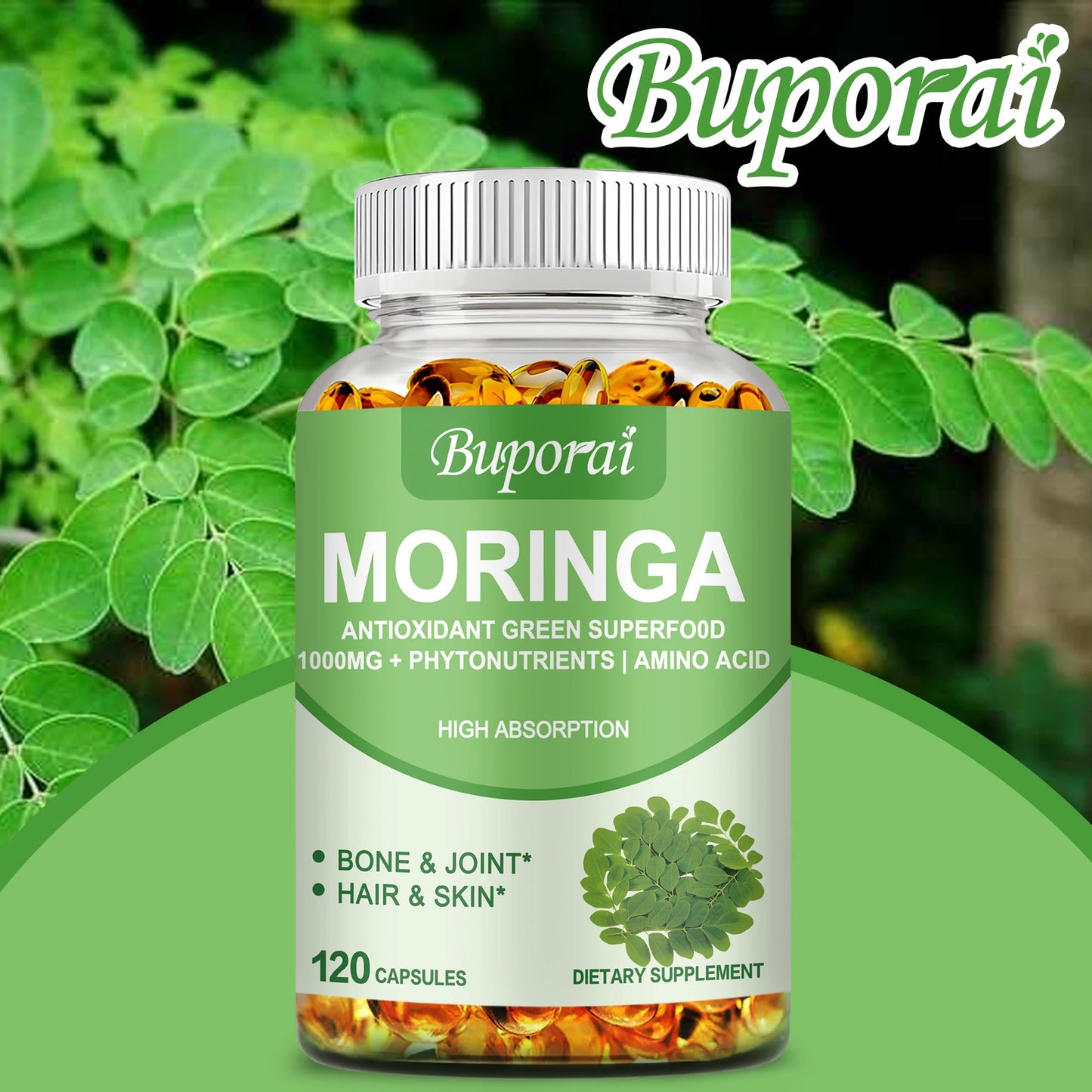 Moringa Capsules – Immune Support, Energy & Metabolism Boost | Natural Anti-Inflammatory Detox & Fat-Burn Support – 120 Capsules