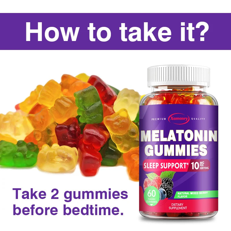 Melatonin Gummies 10mg – Natural Sleep Aid to Fall Asleep Faster & Improve Rest Quality – Insomnia Support & Immune Boost (60 Gummies)