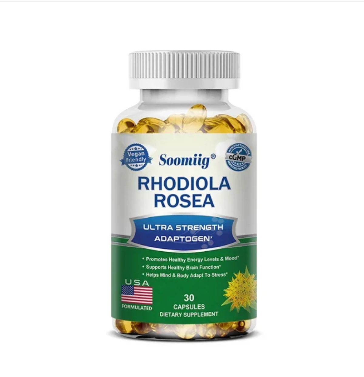 Rhodiola Rosea Capsules – Natural Energy, Focus & Mood Support (30, 60, 120 Count)