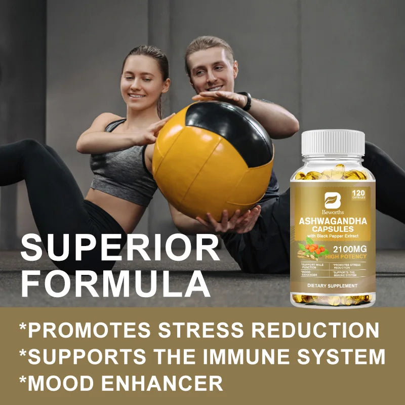 Ashwagandha Root Extract Capsules – Stress Relief, Anxiety Support & Sleep Aid – Mood Balance & Calm Formula