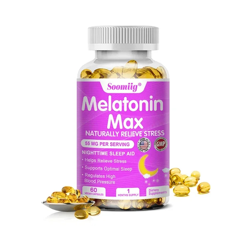 Melatonin 55mg Sleep Support Supplement – Fall Asleep Faster & Stay Asleep Longer – with MSM, Zinc, Vitamin D3 & B6 (Vegan Non-GMO)