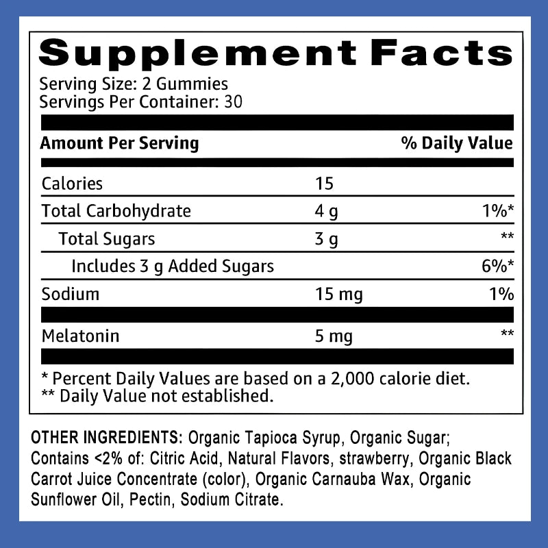 Melatonin Gummies 5mg – Natural Sleep Aid, 60 Gummies |  Sleep Support Supplement for Restful Nights