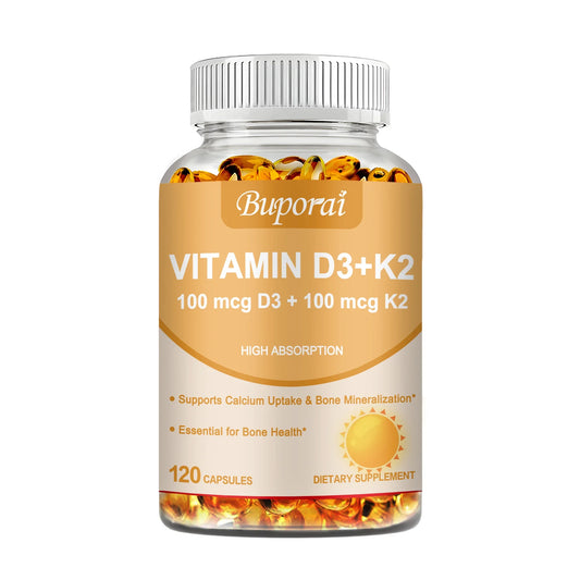 Vitamin D3 + K2 Capsules – Calcium Absorption for Bone, Joint, Heart & Immune Support – 120 Capsules
