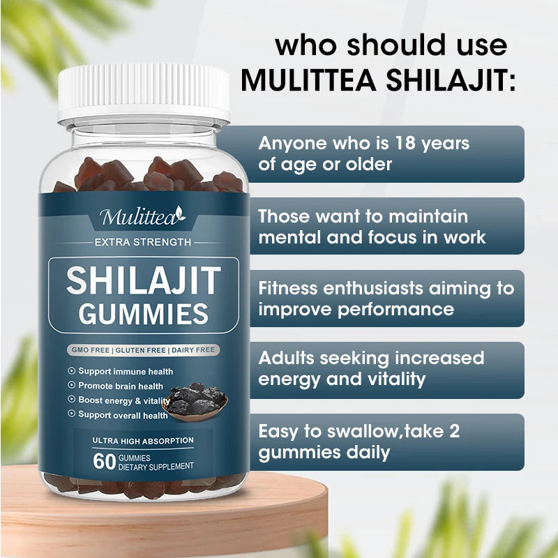 Organic Shilajit Gummies – 85+ Trace Minerals & Fulvic Acid | Energy, Immune & Hormone Support