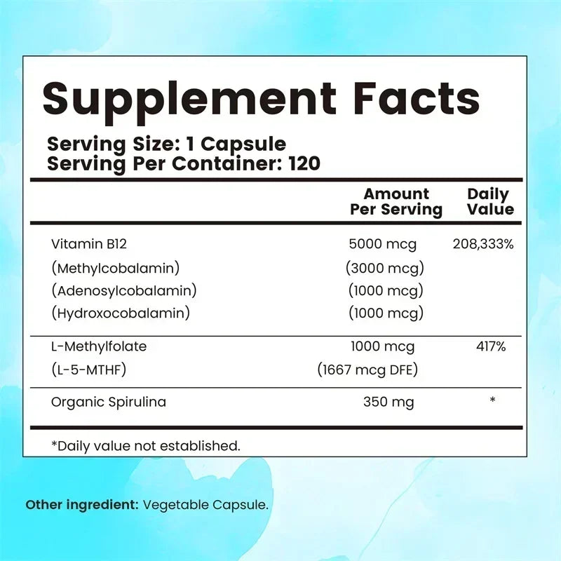 Vitamin B12 Supplement – Energy Production, Brain & Nervous System Support | Metabolism & Daily Vitality Boost