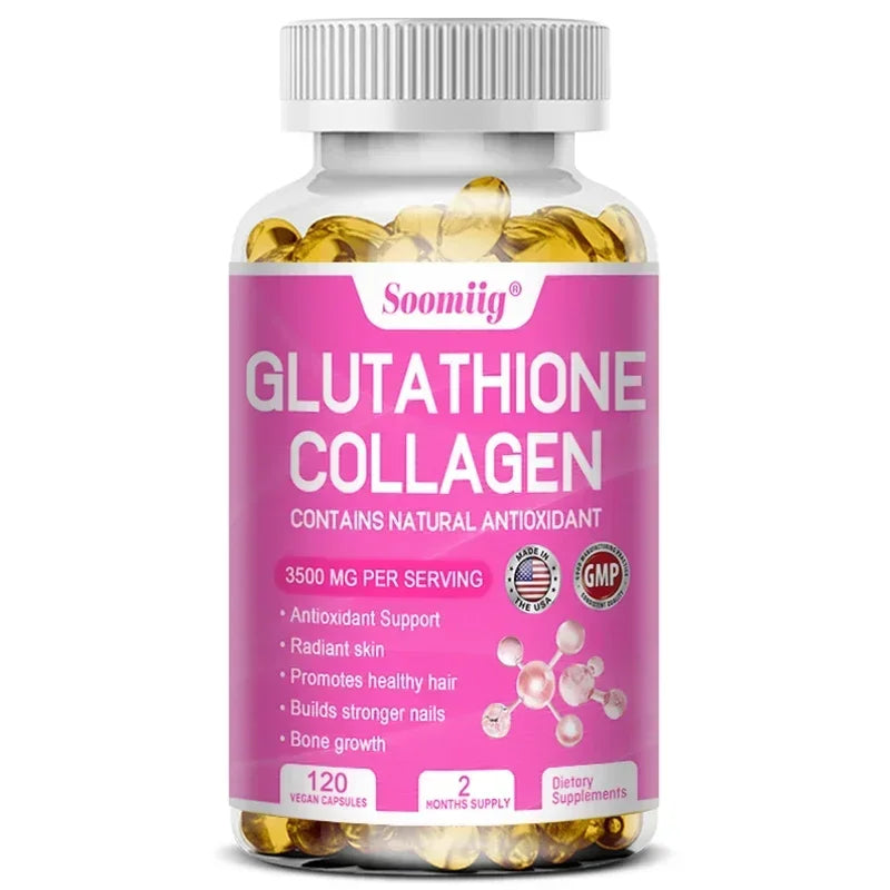 Glutathione Collagen Capsules | Skin Brightening, Hair, Skin & Nail Support | Non-GMO Supplement