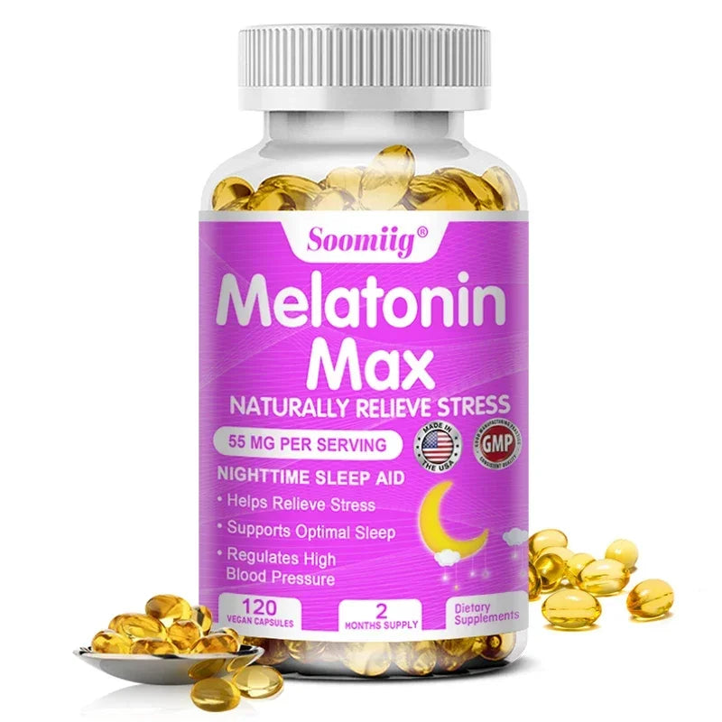 Melatonin 55mg Sleep Support Supplement – Fall Asleep Faster & Stay Asleep Longer – with MSM, Zinc, Vitamin D3 & B6 (Vegan Non-GMO)