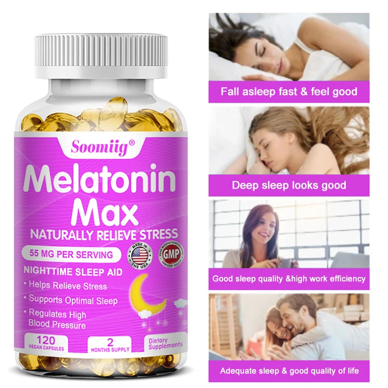 Melatonin 55mg Sleep Support Supplement – Fall Asleep Faster & Stay Asleep Longer – with MSM, Zinc, Vitamin D3 & B6 (Vegan Non-GMO)