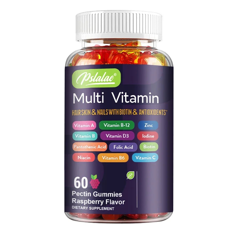 Multivitamin Gummies with Biotin – Hair, Skin & Nail Support + Immune Boost | Antioxidant Formula – 60 Gummies