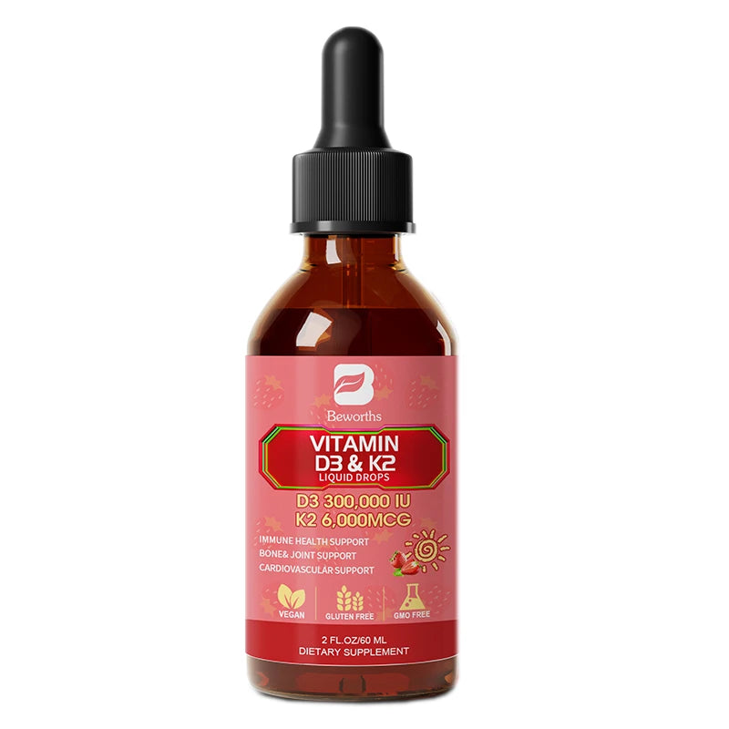 2-in-1 Vitamin D3 + K2 Liquid Drops (60ml) | Bone, Immune & Heart Health Support
