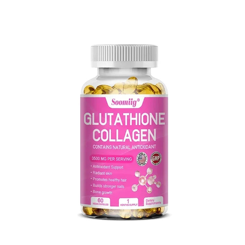 Glutathione Collagen Capsules | Skin Brightening, Hair, Skin & Nail Support | Non-GMO Supplement