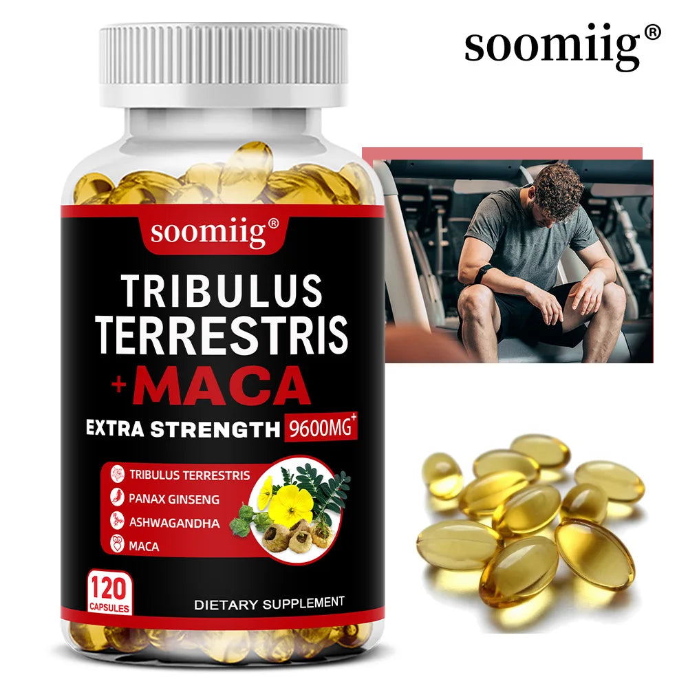 4-in-1 Tribulus Terrestris, Maca, Ginseng & Ashwagandha Capsules – 9600mg Daily Formula