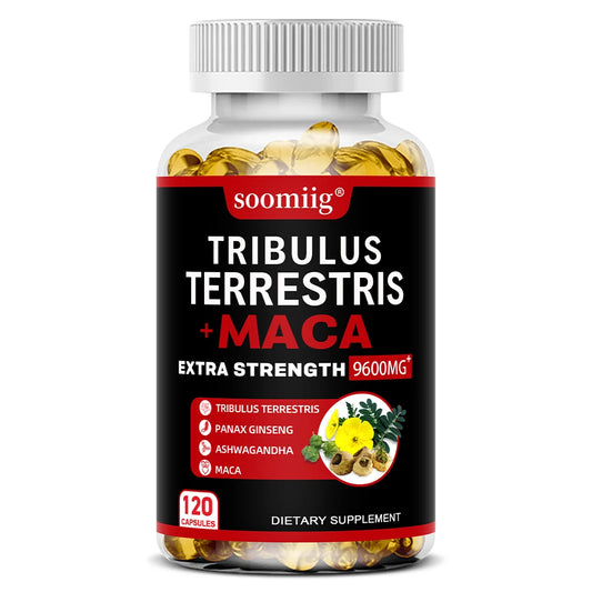 4-in-1 Tribulus Terrestris, Maca, Ginseng & Ashwagandha Capsules – 9600mg Daily Formula