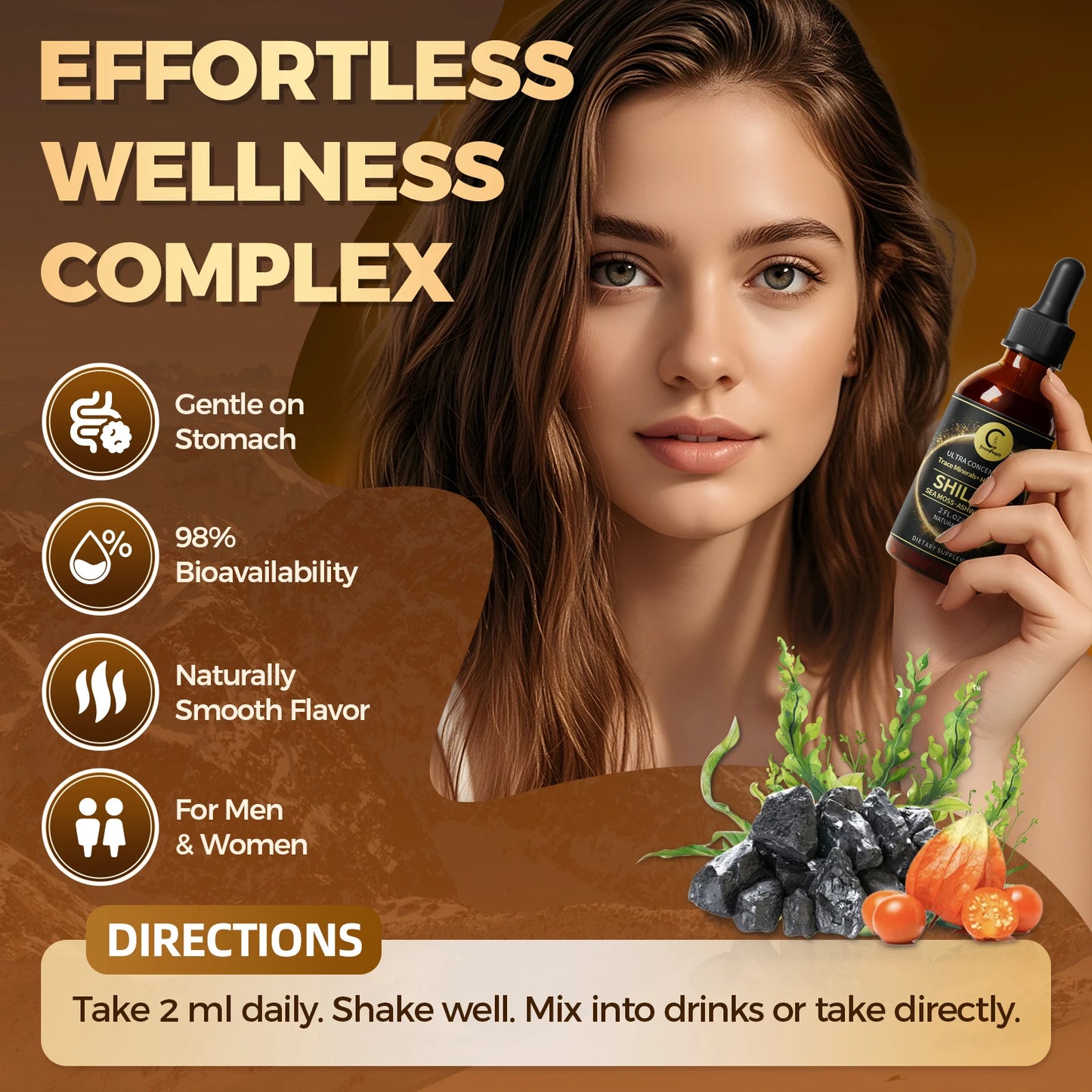 Shilajit Liquid Drops with Sea Moss, Ashwagandha, Maca & Moringa – Trace Minerals & Herbal Energy Blend | Immune, Hormone & Vitality Support