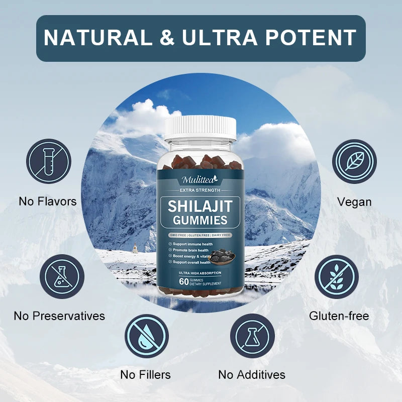 Organic Shilajit Gummies – 85+ Trace Minerals & Fulvic Acid | Energy, Immune & Hormone Support