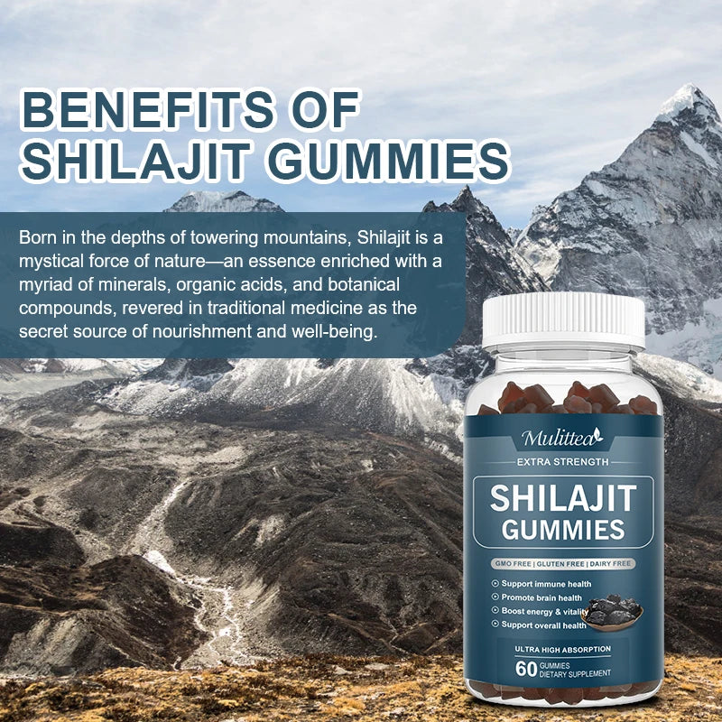Organic Shilajit Gummies – 85+ Trace Minerals & Fulvic Acid | Energy, Immune & Hormone Support