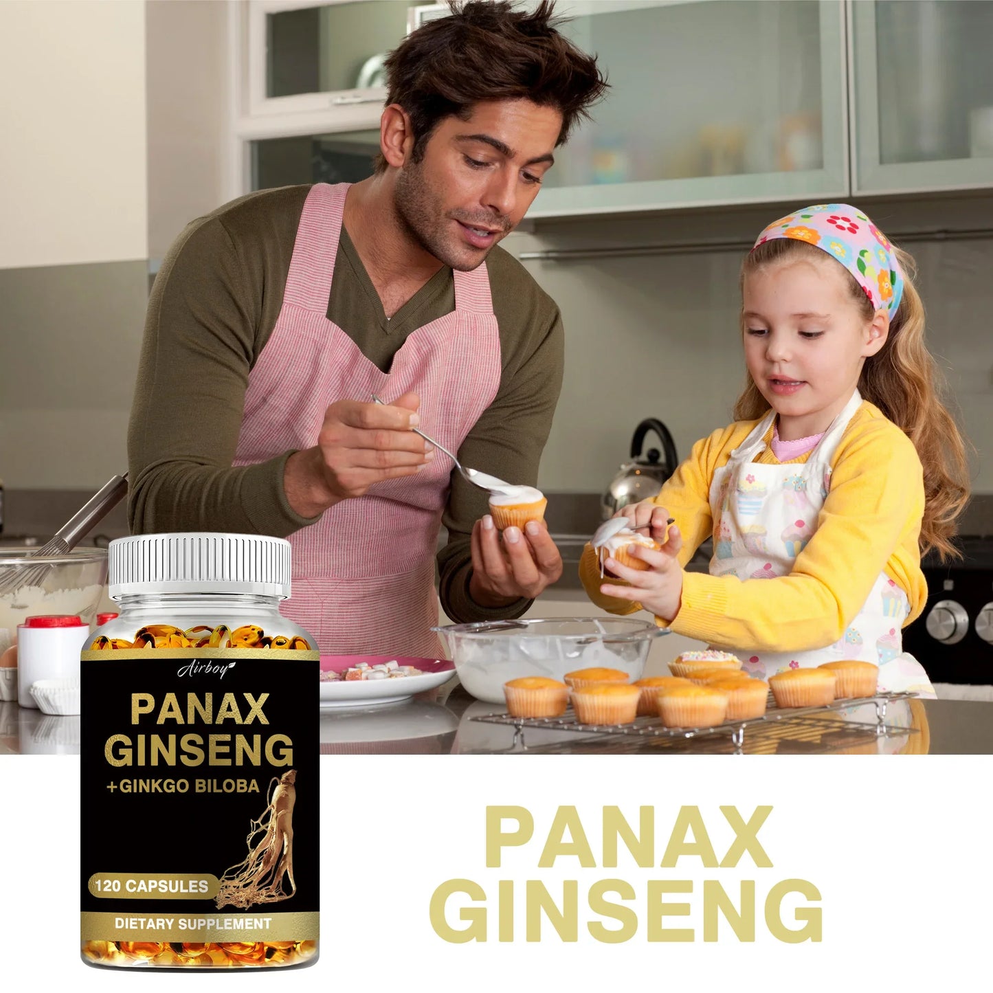 Panax Ginseng + Ginkgo Biloba Capsules – Energy, Memory & Brain Support Supplement – Mental Clarity, Focus & Strength Formula
