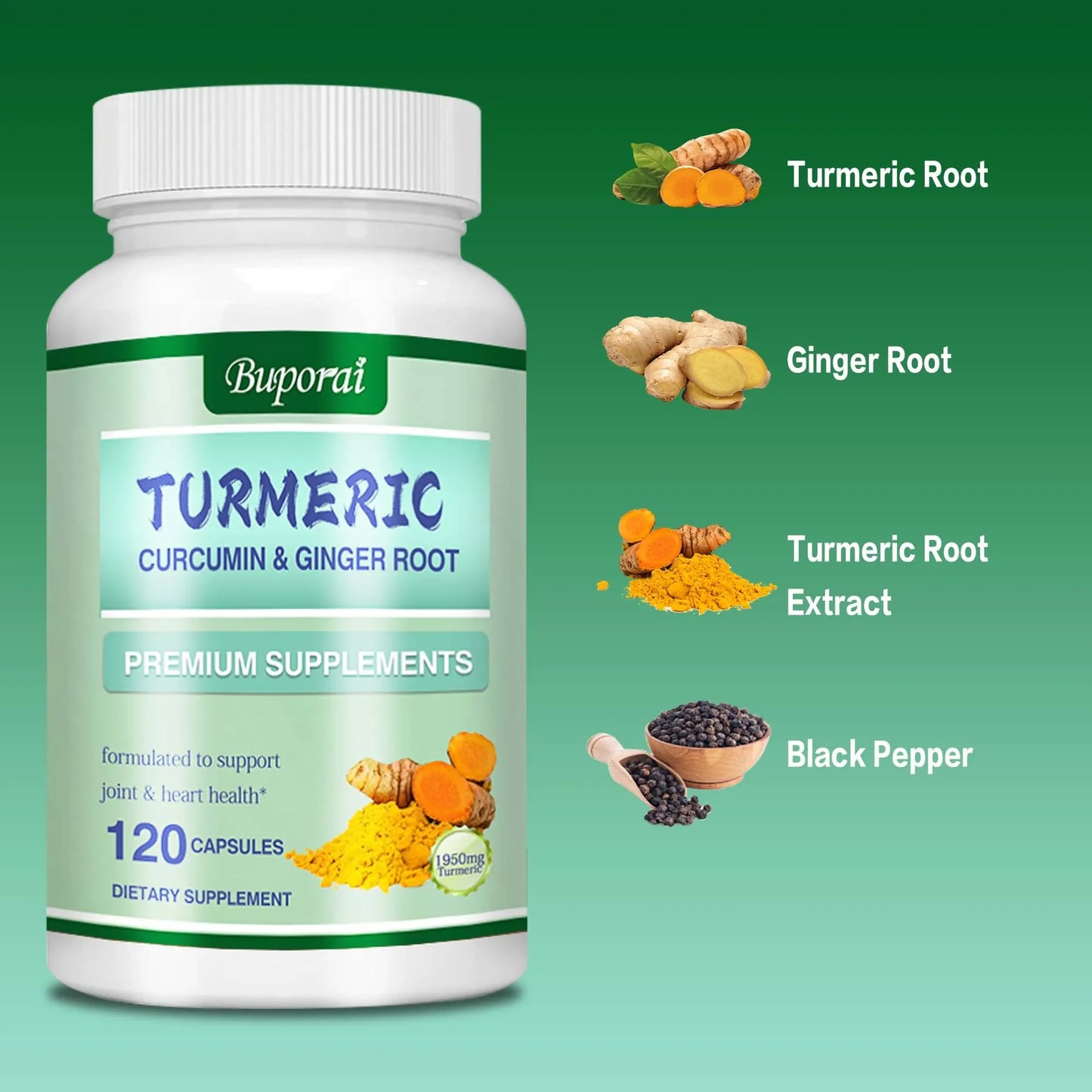 Turmeric Curcumin with Ginger – Joint Health, Mobility & Absorption Support | Anti-Inflammatory Wellness Supplement – 120 Capsules