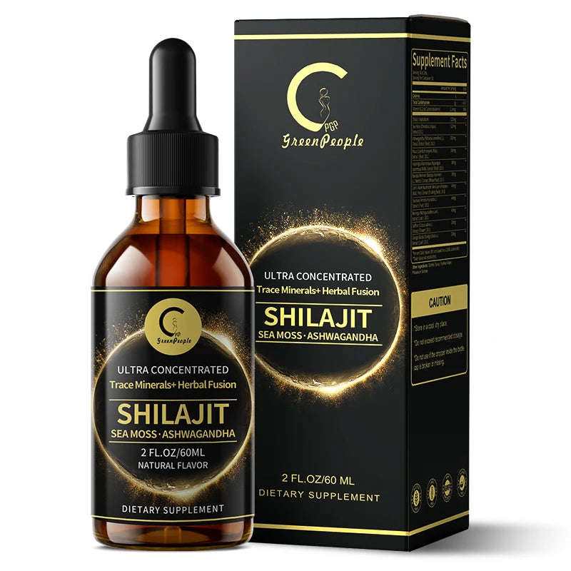 Shilajit Liquid Drops with Sea Moss, Ashwagandha, Maca & Moringa – Trace Minerals & Herbal Energy Blend | Immune, Hormone & Vitality Support