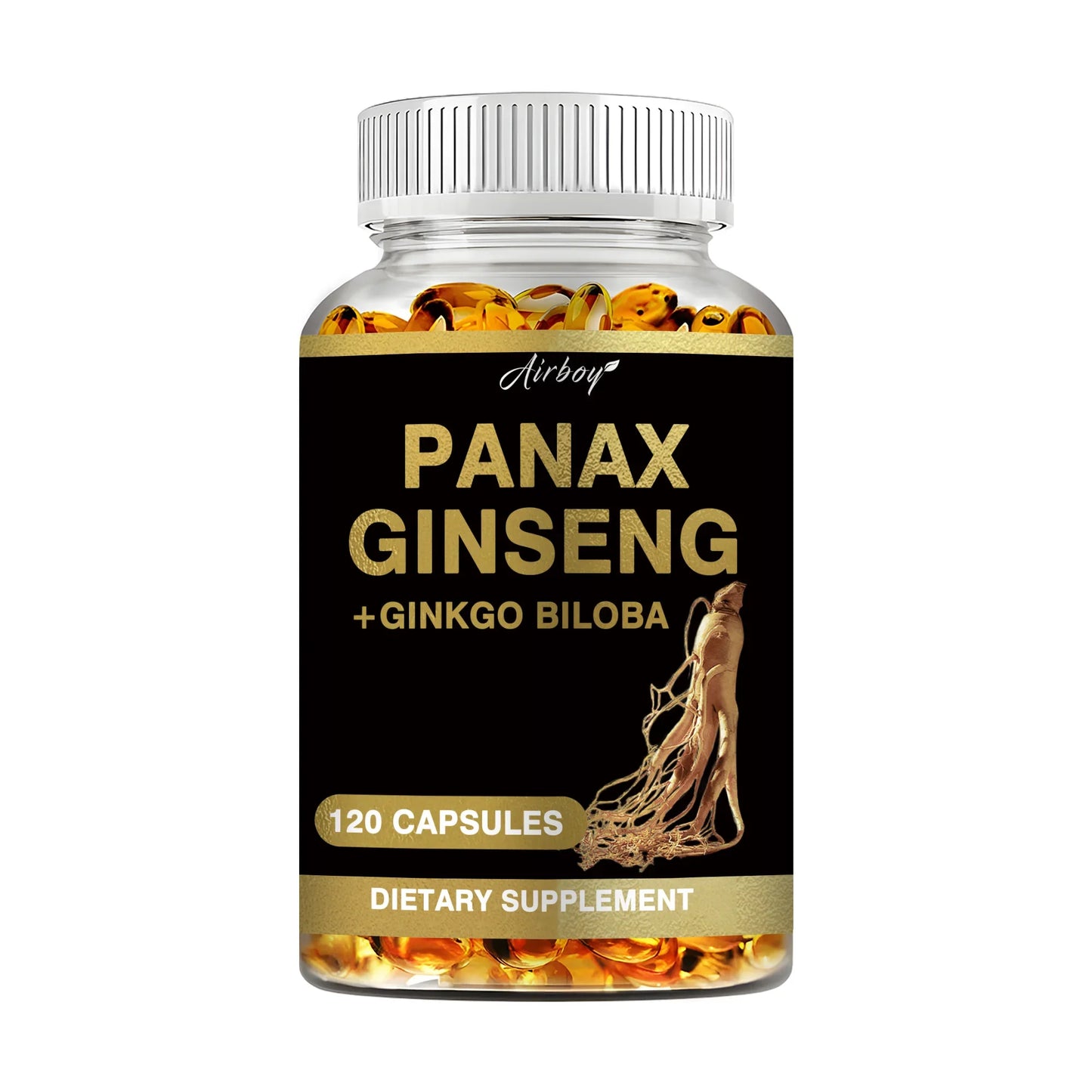 Panax Ginseng + Ginkgo Biloba Capsules – Energy, Memory & Brain Support Supplement – Mental Clarity, Focus & Strength Formula