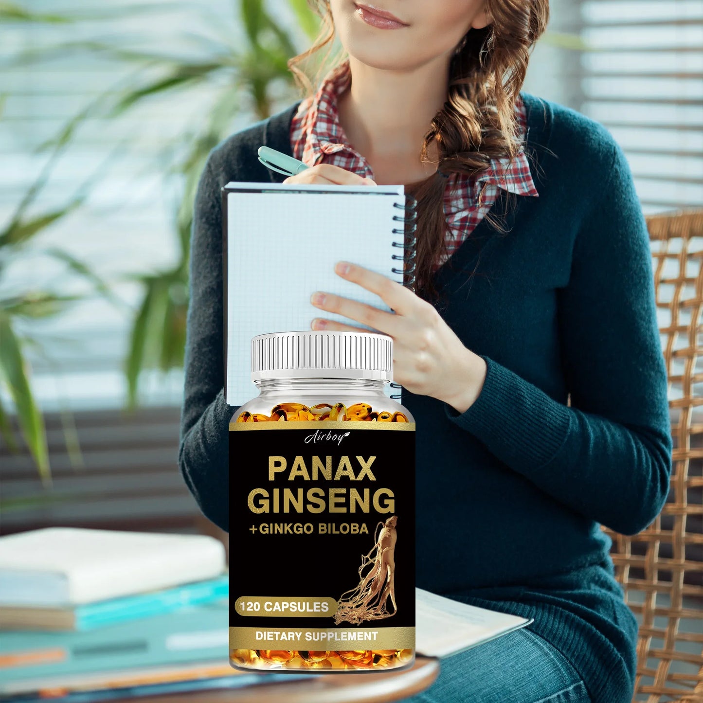 Panax Ginseng + Ginkgo Biloba Capsules – Energy, Memory & Brain Support Supplement – Mental Clarity, Focus & Strength Formula