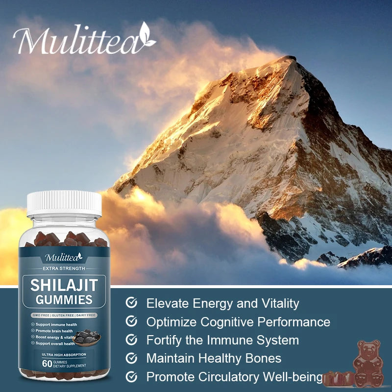 Organic Shilajit Gummies – 85+ Trace Minerals & Fulvic Acid | Energy, Immune & Hormone Support