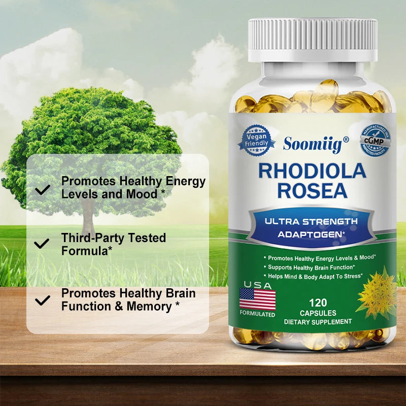 Rhodiola Rosea Capsules – Natural Energy, Focus & Mood Support (30, 60, 120 Count)