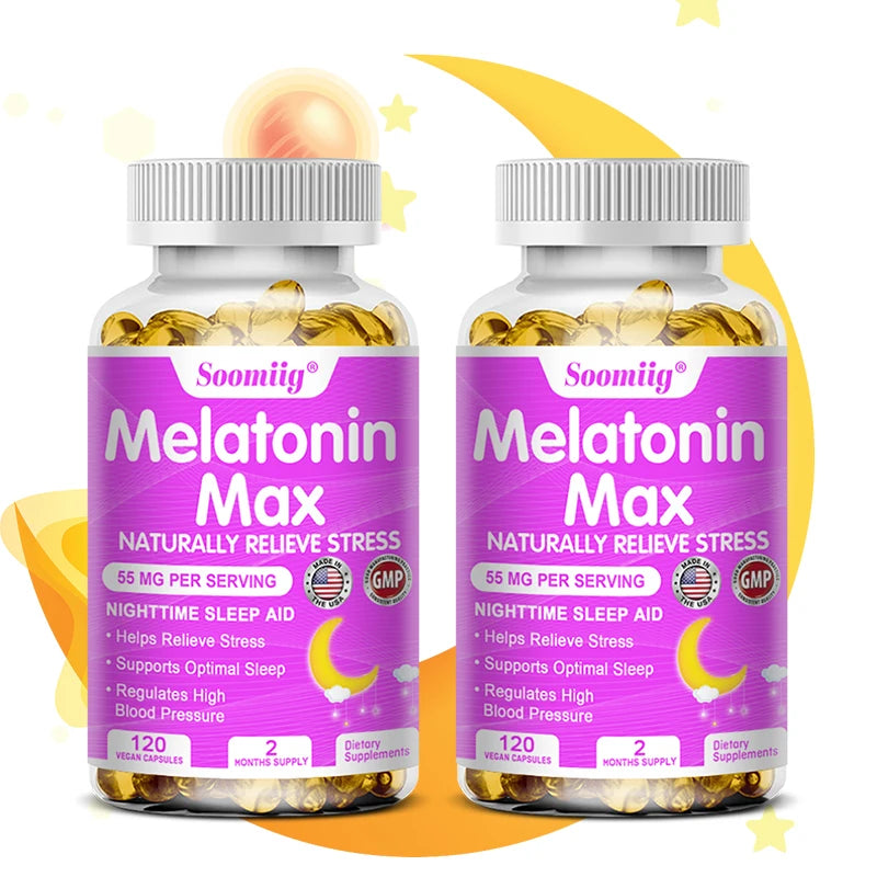 Melatonin 55mg Sleep Support Supplement – Fall Asleep Faster & Stay Asleep Longer – with MSM, Zinc, Vitamin D3 & B6 (Vegan Non-GMO)