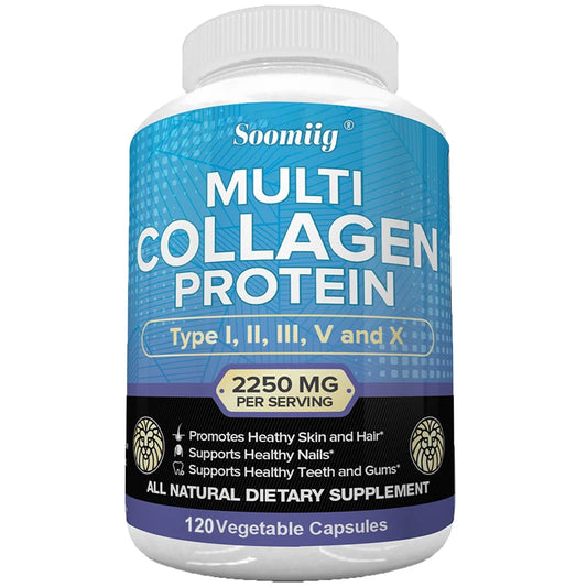 Multi-Collagen Capsules – Hydrolyzed Type I, II, III, V & X | Supports Skin, Hair, Nails, Joints & Bone Health – 120 Capsules