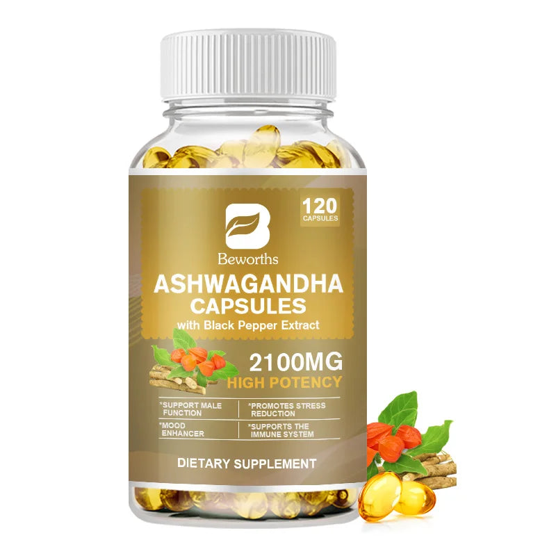 Ashwagandha Root Extract Capsules – Stress Relief, Anxiety Support & Sleep Aid – Mood Balance & Calm Formula
