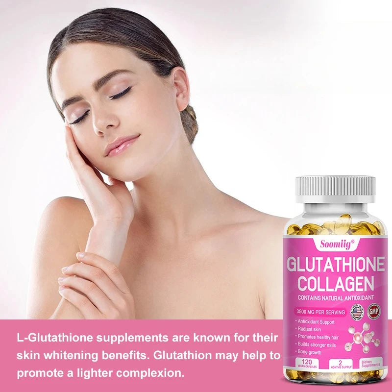 Glutathione Collagen Capsules | Skin Brightening, Hair, Skin & Nail Support | Non-GMO Supplement