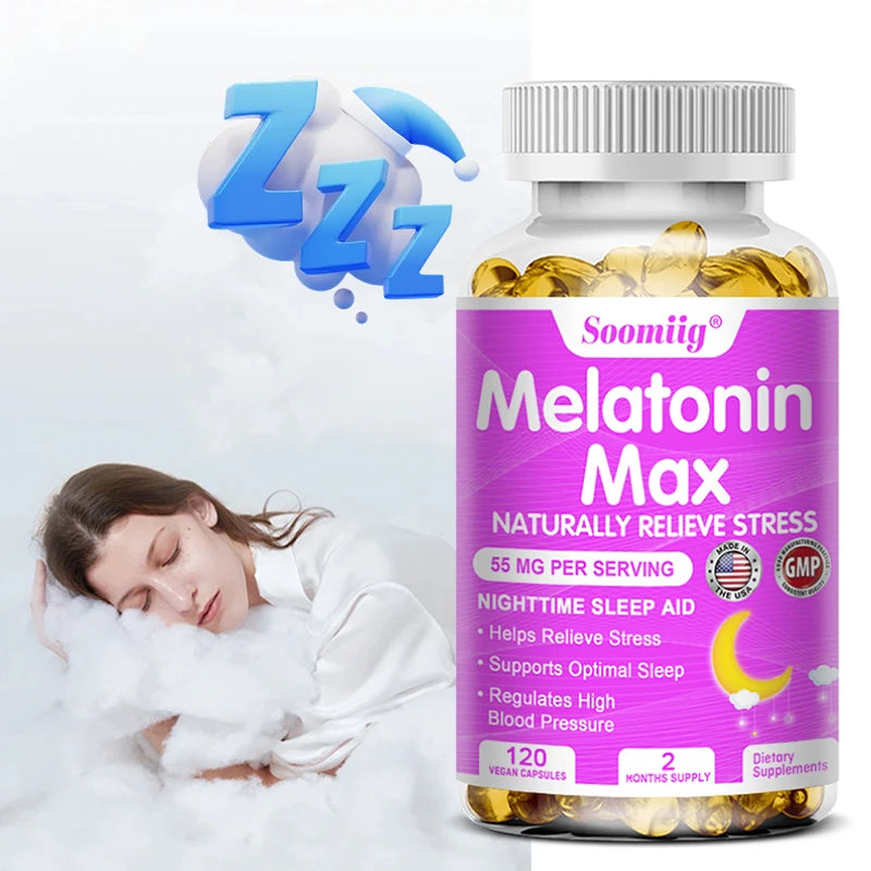Melatonin 55mg Sleep Support Supplement – Fall Asleep Faster & Stay Asleep Longer – with MSM, Zinc, Vitamin D3 & B6 (Vegan Non-GMO)