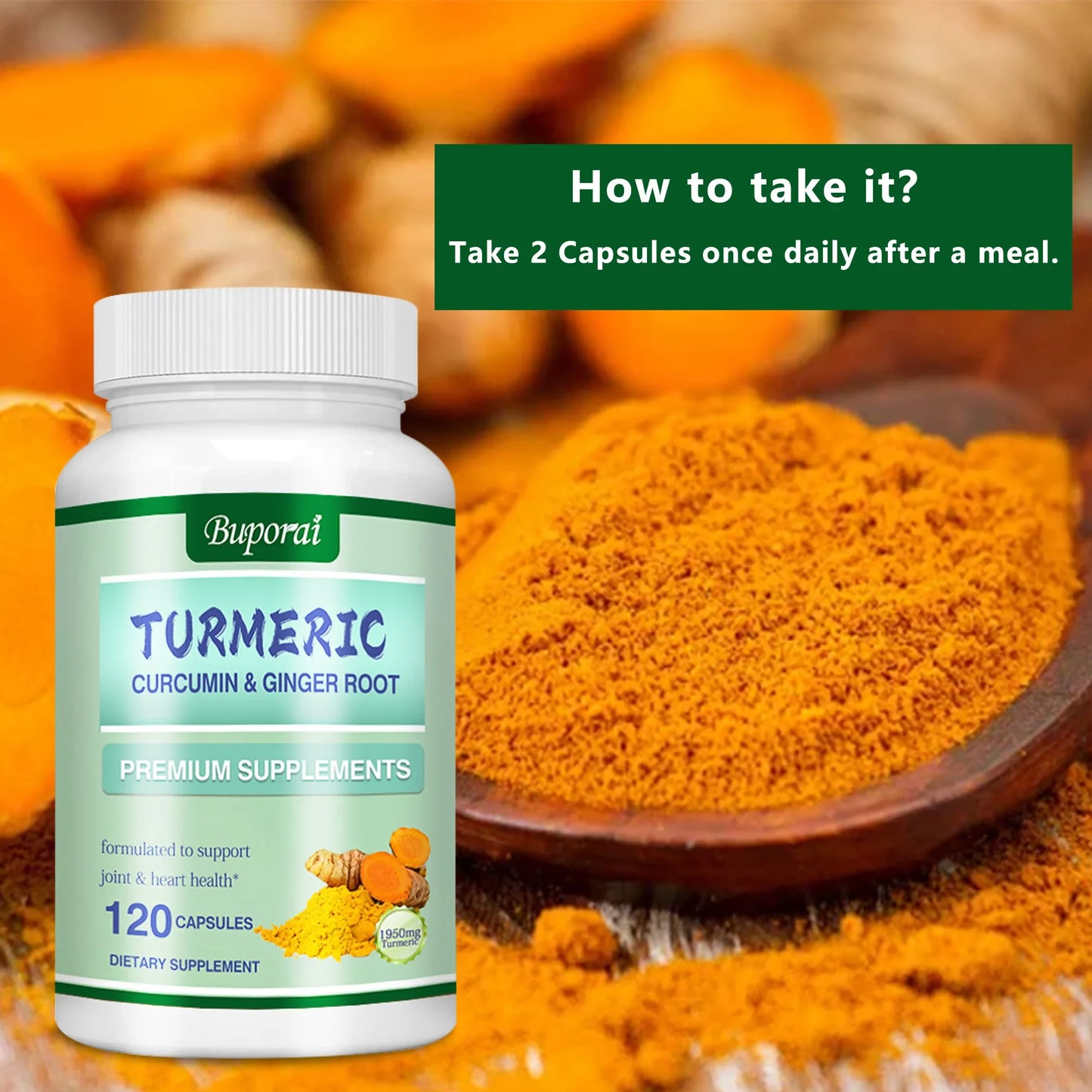 Turmeric Curcumin with Ginger – Joint Health, Mobility & Absorption Support | Anti-Inflammatory Wellness Supplement – 120 Capsules